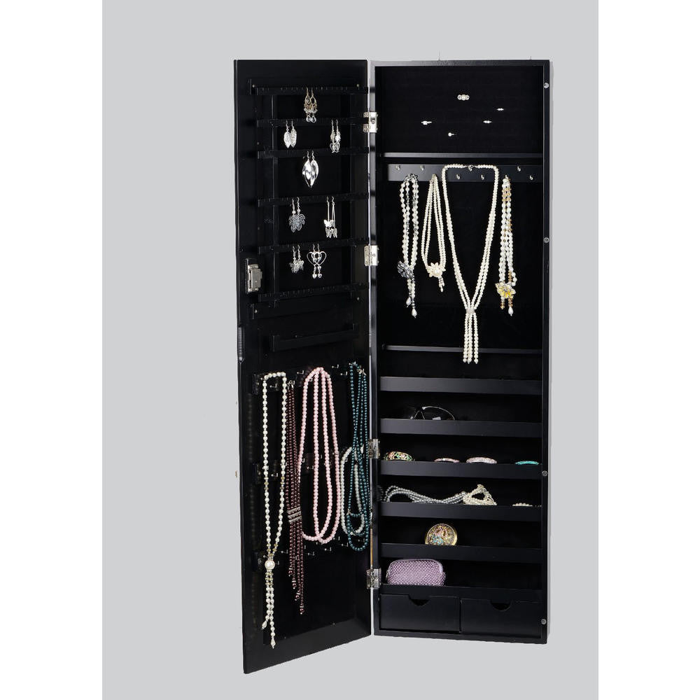 Wall mount Over the Door Wooden Jewelry Armoire Black