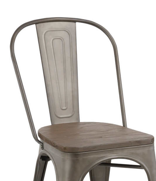 Industrial Metal Antique Bronze Rustic Distress Dining Bistro Cafe Side Chair-2