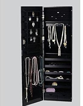White Frameless Cheval Mirror Over Door Wall mount Hang Jewelry Cabinet Armoire