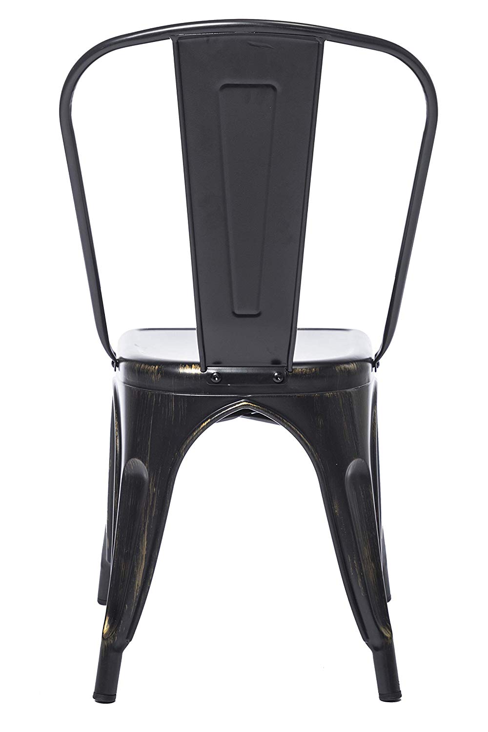 BTExpert Golden Black Distressed Metal Stackable Bistro Dining Chairs - Set of 4