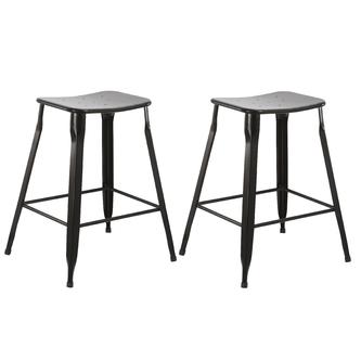 BTExpert 24" inch Metal Vintage Stackable Black Slim Counter Bar Stool - 2 barstools