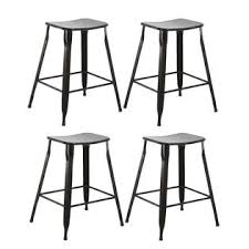 BTExpert 24" inch Metal Vintage Stackable Black Slim Counter Bar Stool - 2 barstools