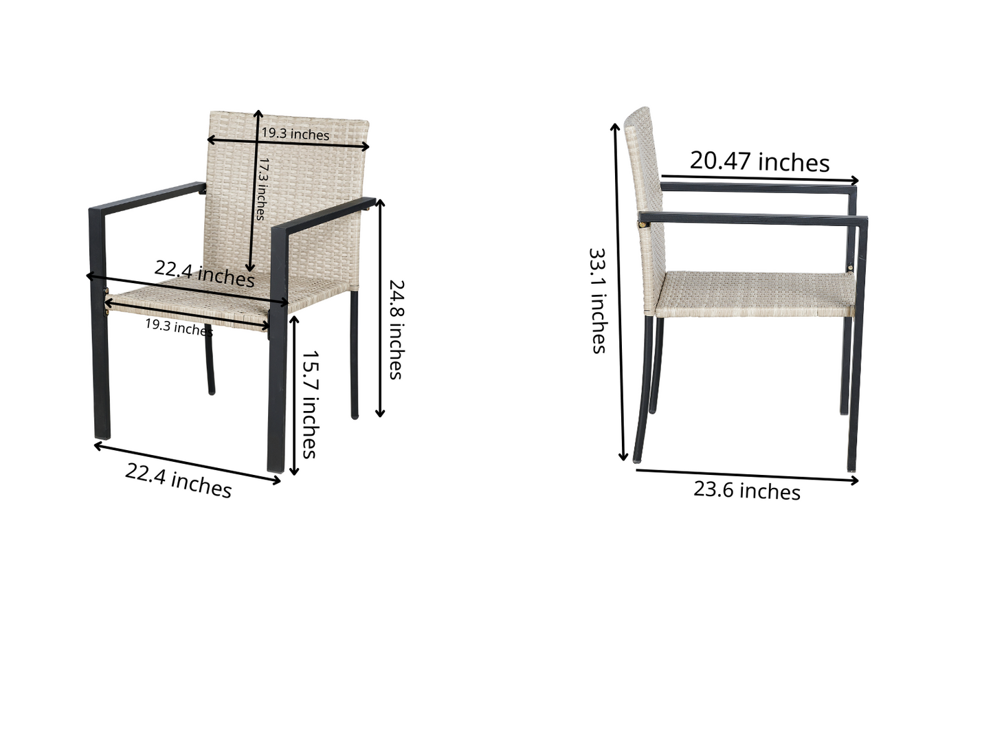 BTExpert Patio Outdoor Furniture Conversation Set with 2 Wicker Bistro Chairs - Set Of 2