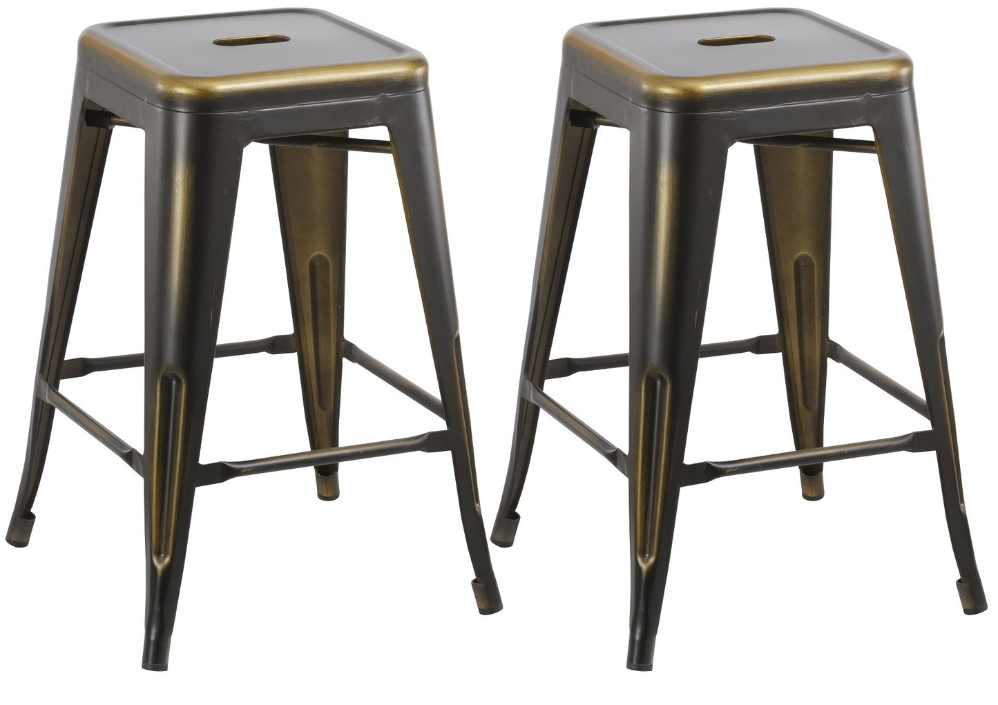 24" inch Metal Vintage Copper Distressed Counter Bar Stool Modern - Set of 2