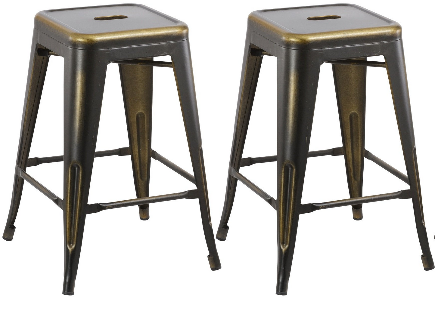 24" inch Industrial Vintage Antique Copper Distressed Counter Bar Stool - Set of 4