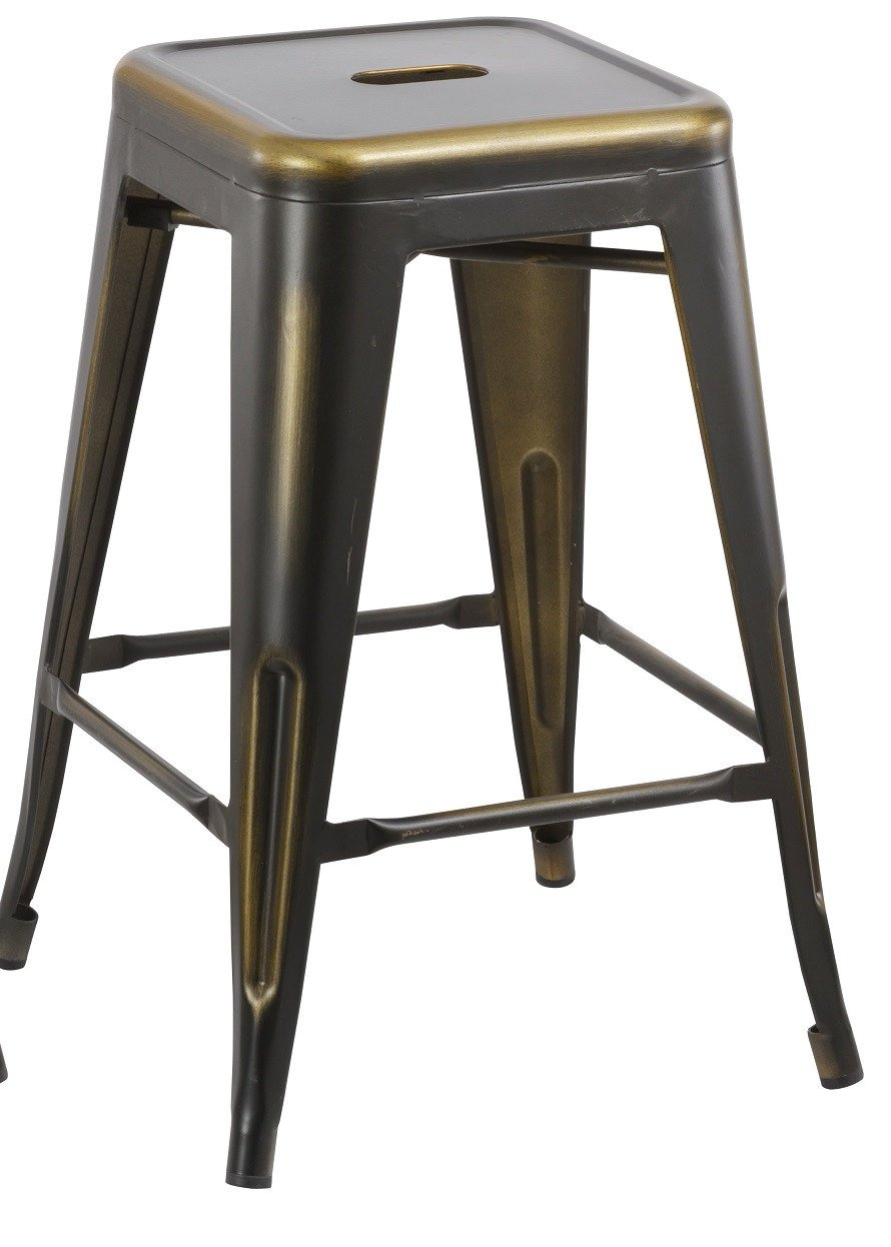 24" inch Industrial Vintage Antique Copper Distressed Counter Bar Stool - Set of 4