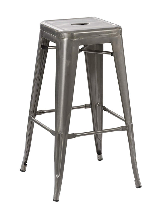 BTExpert Solid Steel 24" Industrial Rustic Vintage Metal Barstool, Distressed Stackable Counter Stool
