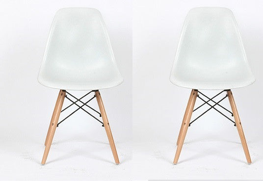 Eiffel Natural Wood Dowell Legs Dining Side Chair White DSW - Set of 2