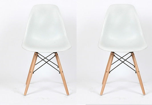 Eiffel Natural Wood Dowell Legs Dining Side Chair White DSW - Set of 2