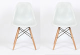 Eiffel Natural Wood Dowell Legs Dining Side Chair White DSW - Set of 2