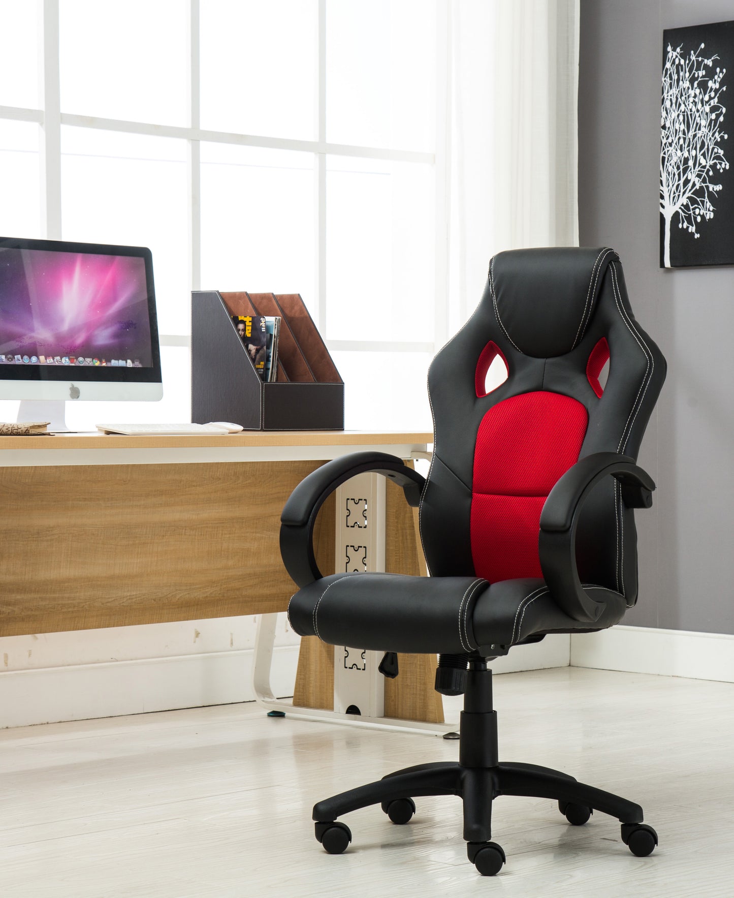 Gaming Tilt Swivel High back Leather Office Executive Chair - Red