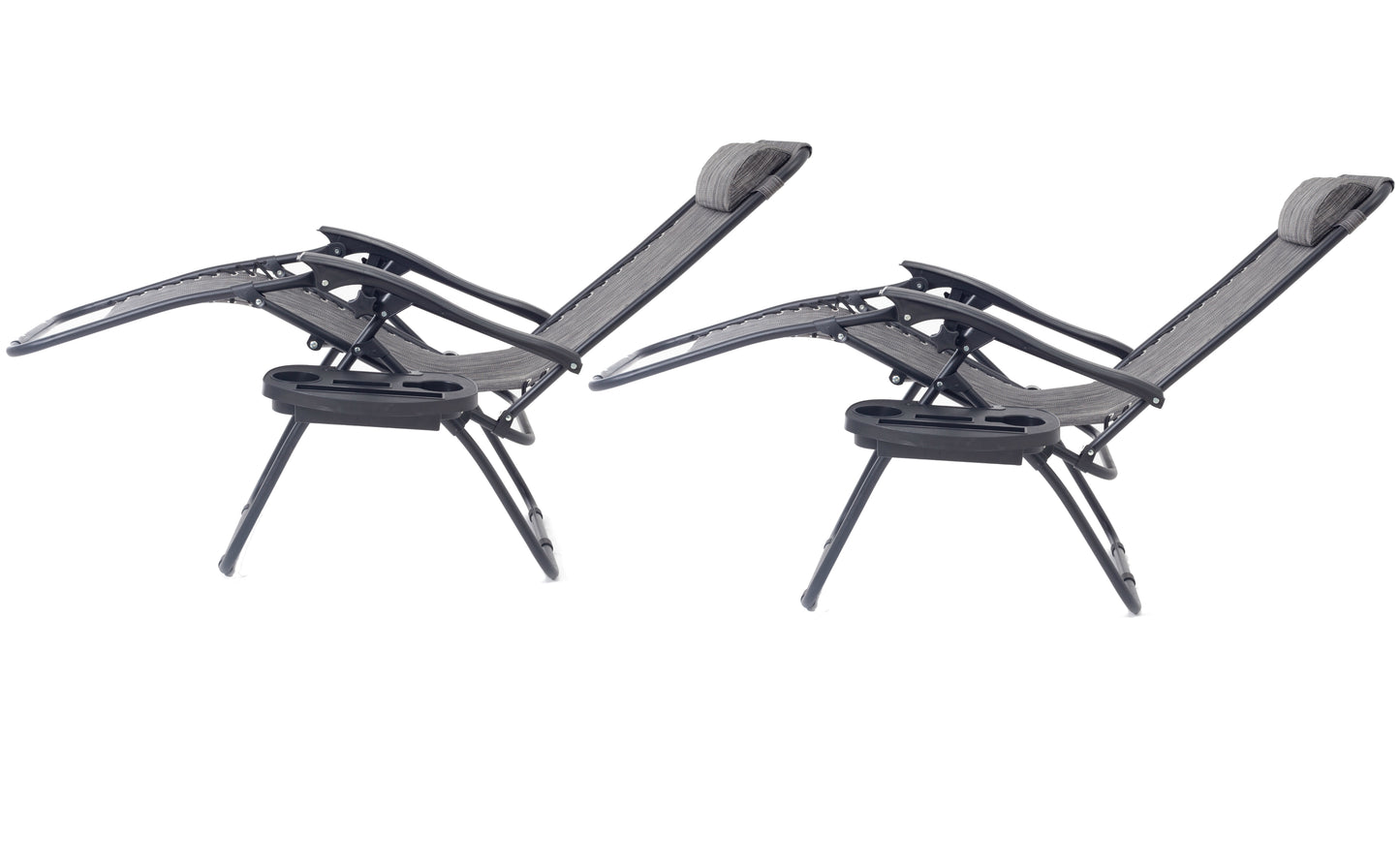 BTExpert Zero Gravity Chair Case Lounge Outdoor Patio Beach Yard Garden With Utility Tray Cup Holder Gray - Set of 2