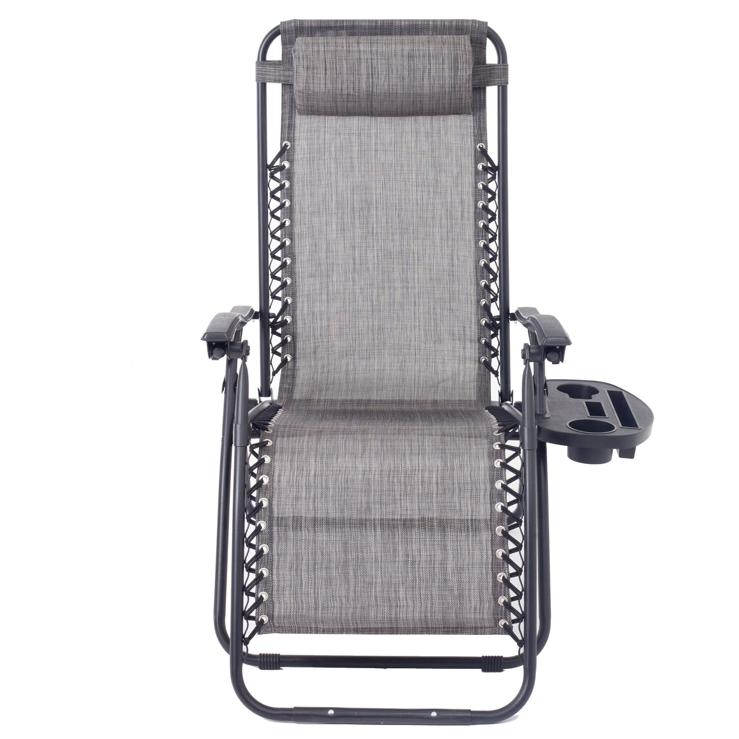 BTExpert Zero Gravity Chair Case Lounge Outdoor Patio Beach Yard Garden With Utility Tray Cup Holder Gray - Set of 2
