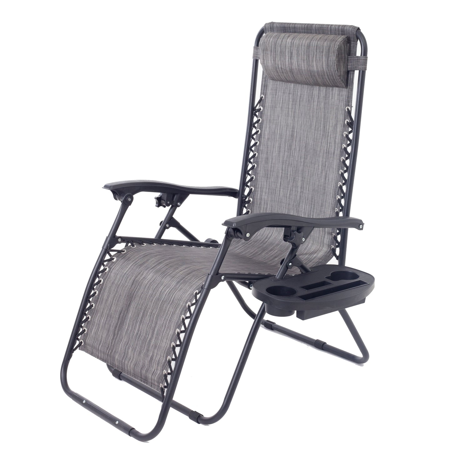 BTExpert Zero Gravity Chair Case Lounge Outdoor Patio Beach Yard Garden With Utility Tray Cup Holder Gray - Set of 2
