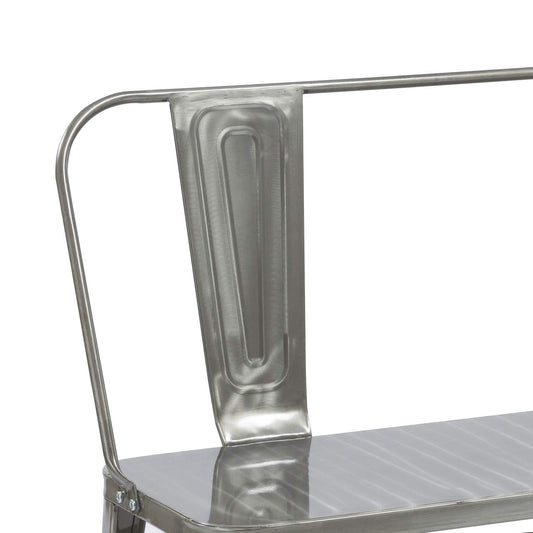 BTEXPERT AM5061DM Industrial Dining Chair Bench Full Back Seat, Distressed Metal, 5061DM