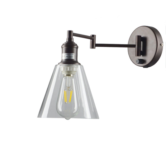 Industrial Glass Wall Light Sconce Vintage Clear Hallway Lobby Bronze