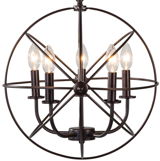 Industrial 5 Light Hanging Farmhouse Orb Ceiling Chandelier Fixture Bronze