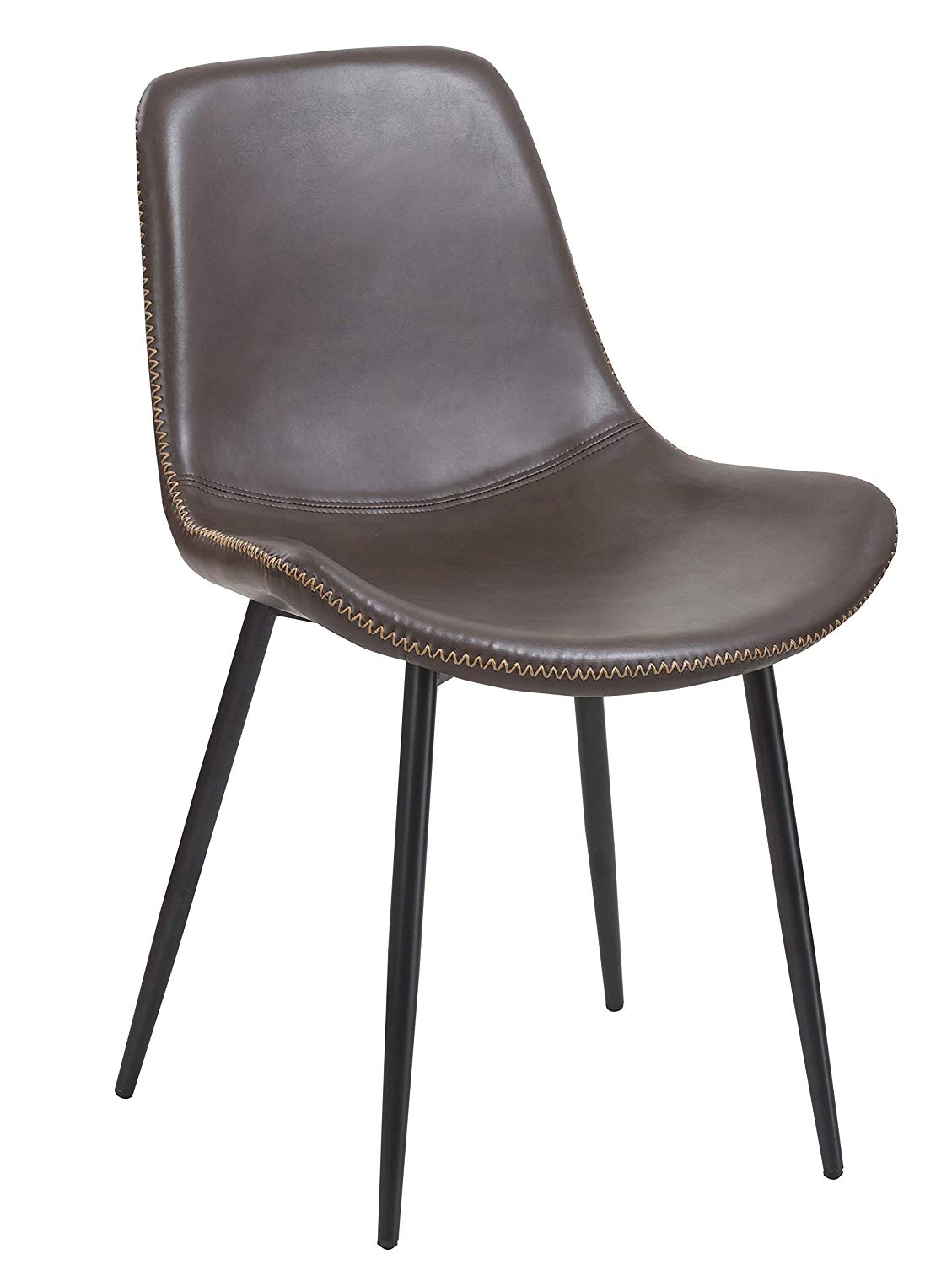 BTEXPERT 5088-2 Vintage Brown Upholstery PU Leatherette Dining Chairs-Rustic - Set of 2