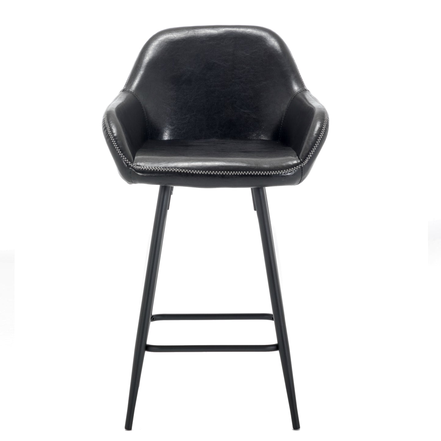 BTExpert 25 inch Bucket Black Faux Leather Accent Dining Bar Chair