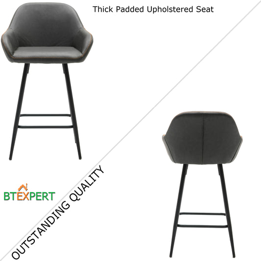 BTExpert Two new Counter Height Barstools 29 inch Bucket Upholstered Dark Gray Accent Dining Bar Chair - Set of 2