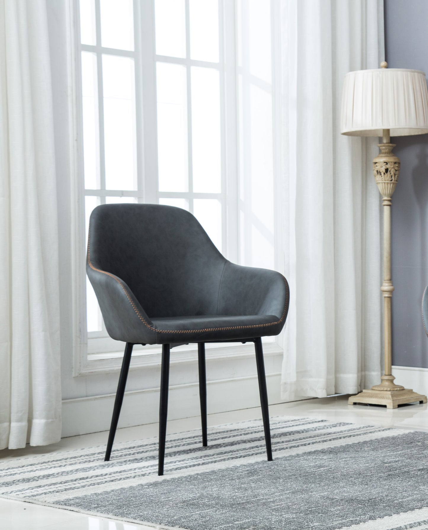 BTEXPERT Bucket Upholstered Dark Gray Accent Chair - Set of 2