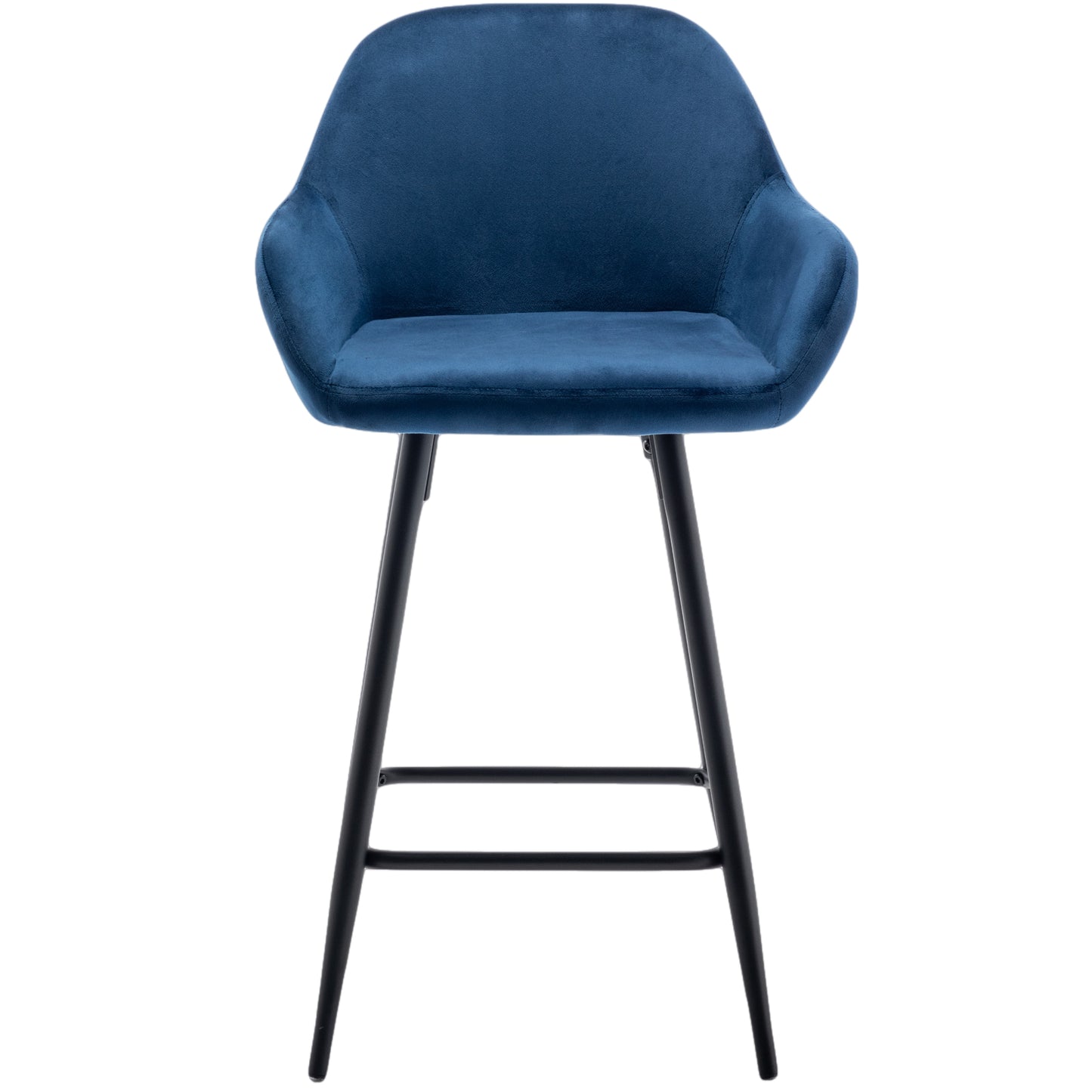 BTExpert Blue Velvet Bucket Upholstered 24" Counter Height Barstools - Set of 2