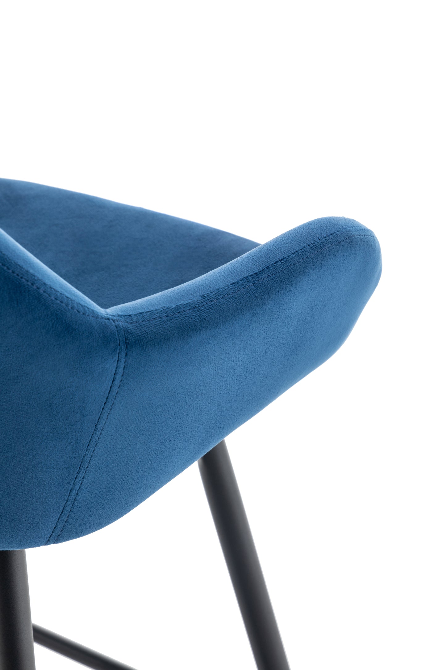 BTExpert Blue Velvet Bucket Upholstered 24" Counter Height Barstools - Set of 2