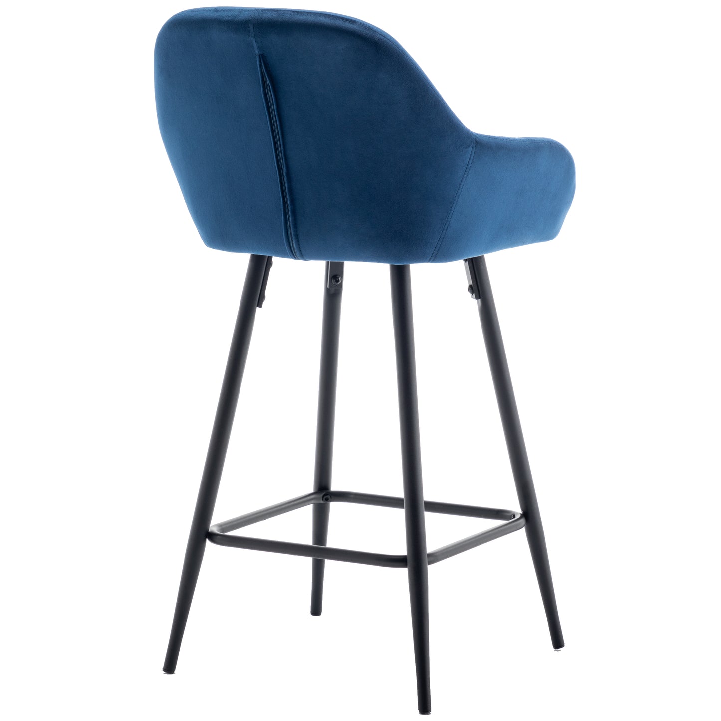 BTExpert Blue Velvet Bucket Upholstered 24" Counter Height Barstools - Set of 2