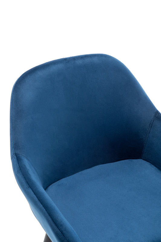 BTExpert Blue Velvet Bucket Upholstered 24" Counter Height Barstools - Set of 2