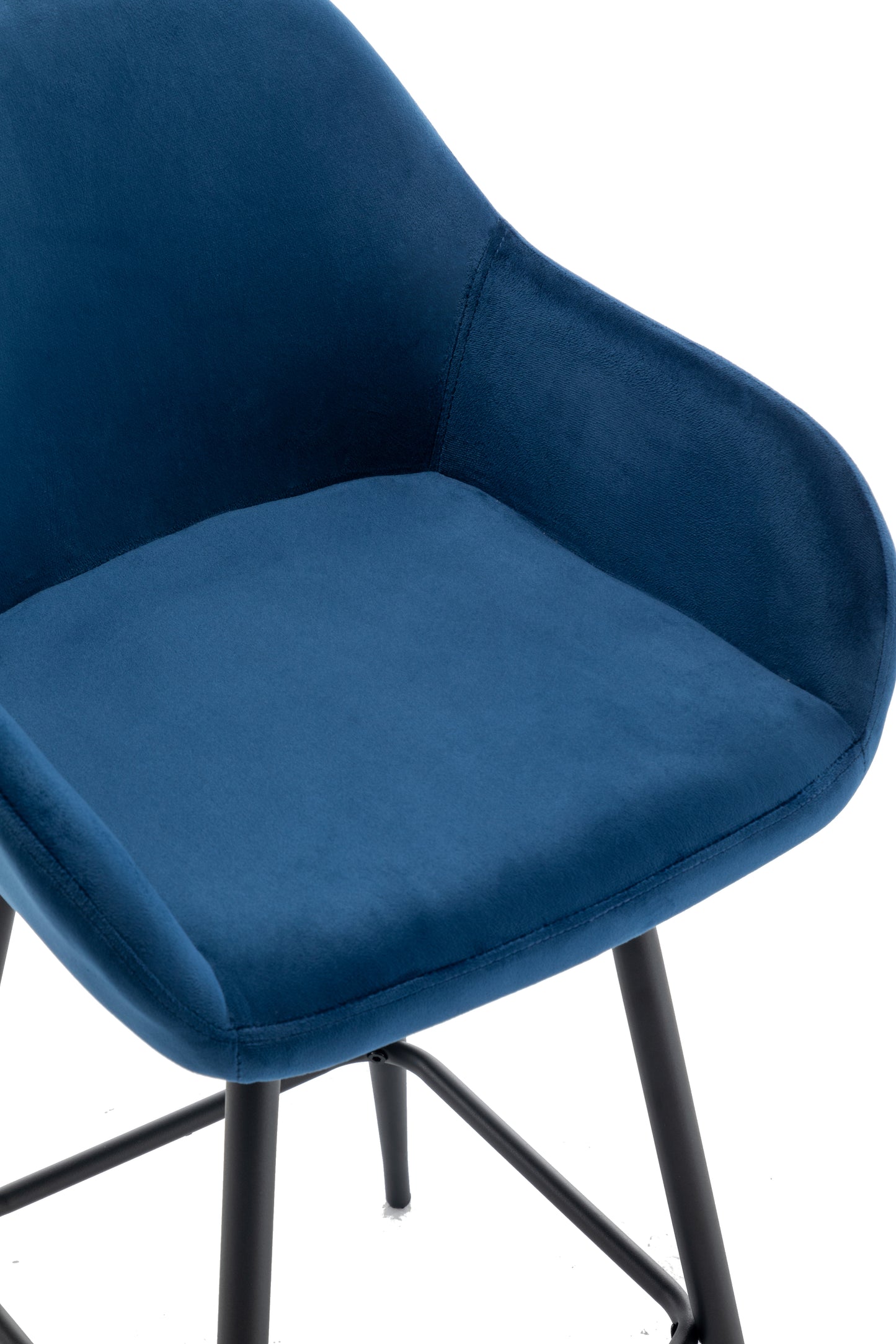 BTExpert Blue Velvet Bucket Upholstered 24" Counter Height Barstools - Set of 2