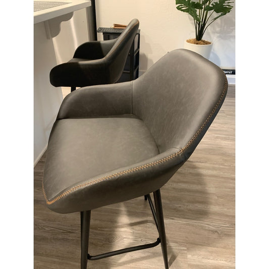 BTExpert Two NEW 25" Counter Height Bucket Upholstered Dark Gray Dining Barstools - Set of 2