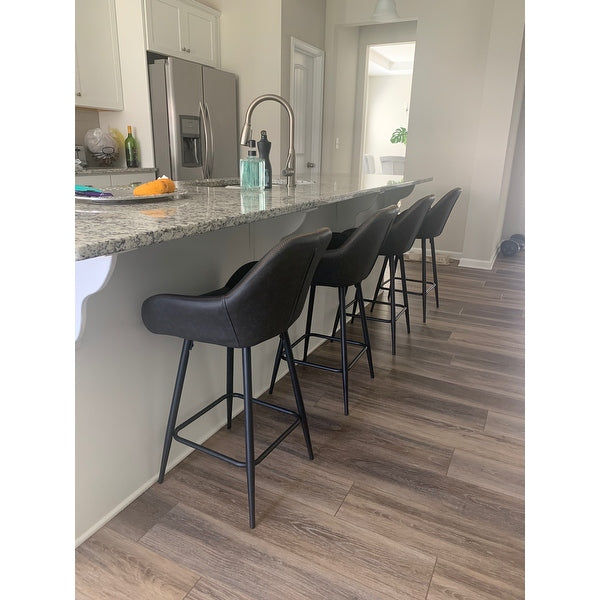 BTExpert Two NEW 25" Counter Height Bucket Upholstered Dark Gray Dining Barstools - Set of 2