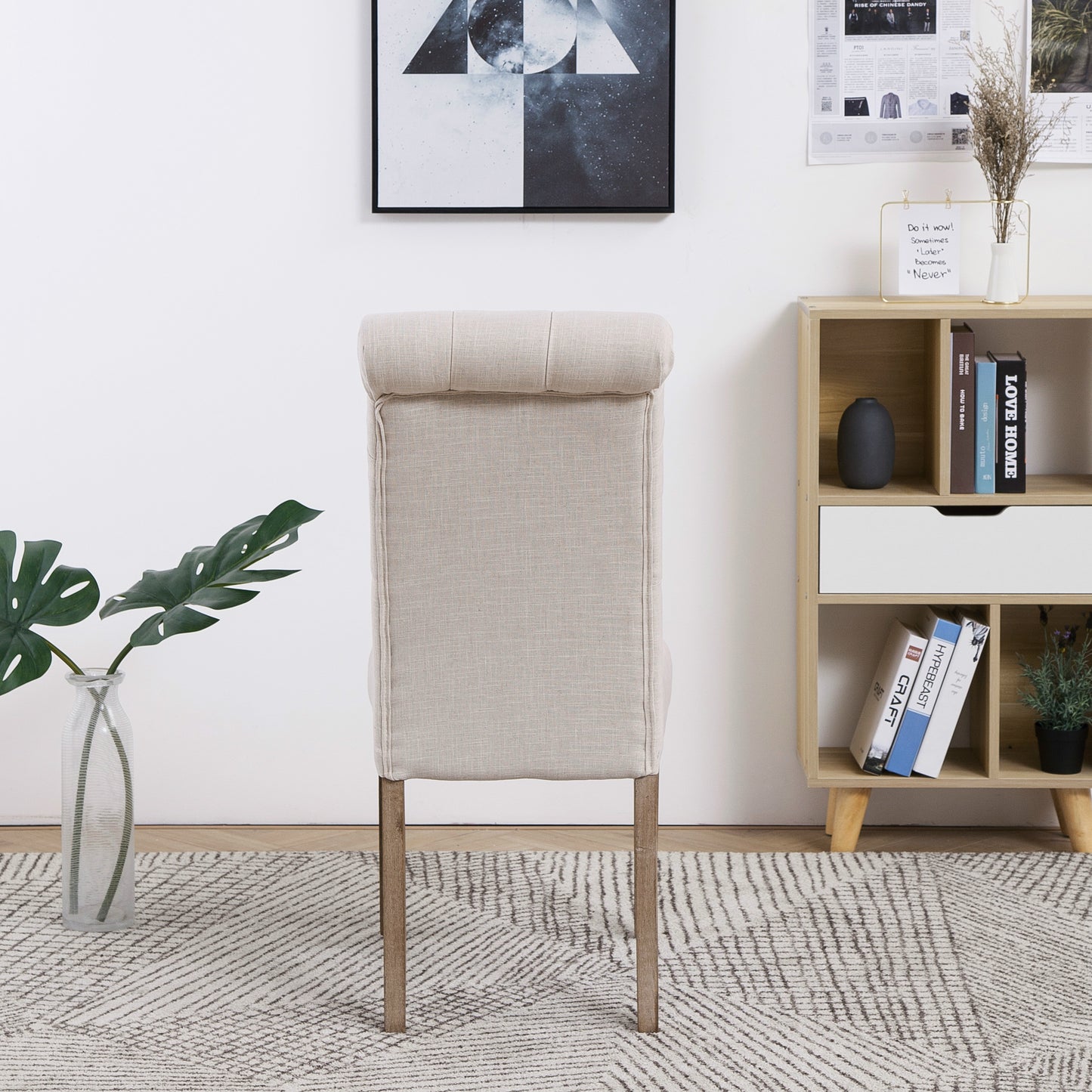 BTExpert High Back Tufted Parsons Upholstered Dining Room Chair ide Solid Wood Accent