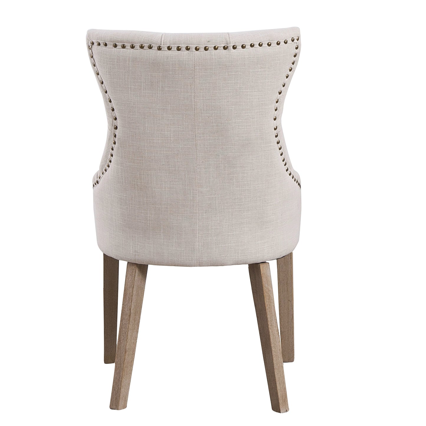 BTExpert High Back Tufted Parsons Upholstered Dining Room Chair Wood Accent Nail Trim Linen Beige
