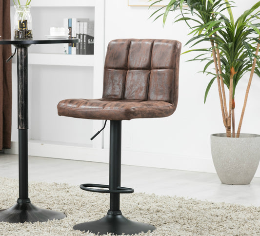 BTExpert Adjustable Industrial Metal upholstered Swivel Brown Rustic Dining Barstool Chair , Back