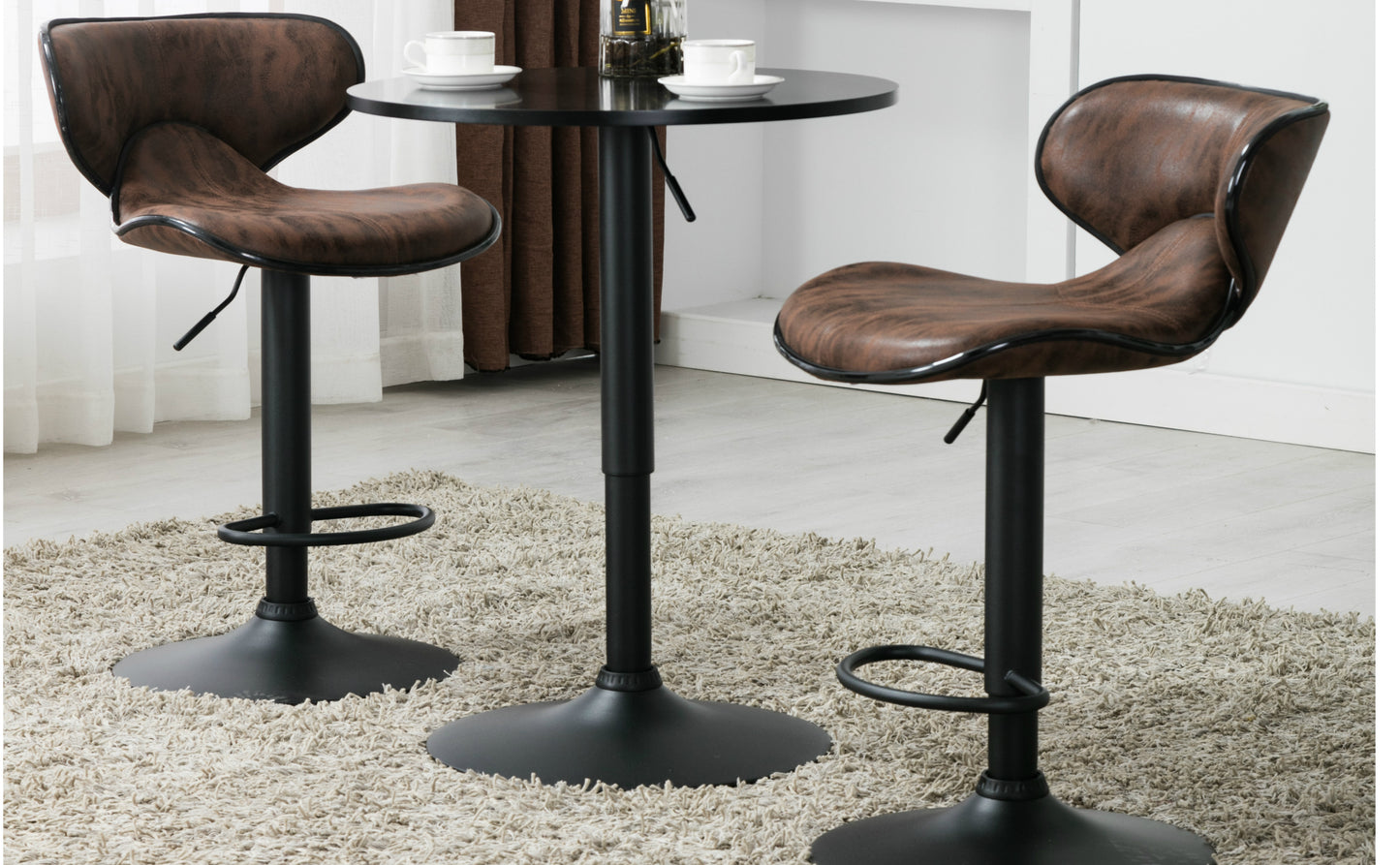 BTExpert Adjustable Metal upholstered Swivel Brown Kitchen Dining Bar Counter Stool Chair barstools