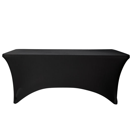 BTExpert 15-Pack Black Stretch Tablecloths for 6ft Folding Tables, Fitted Spandex Covers for Weddings, Parties, Events
