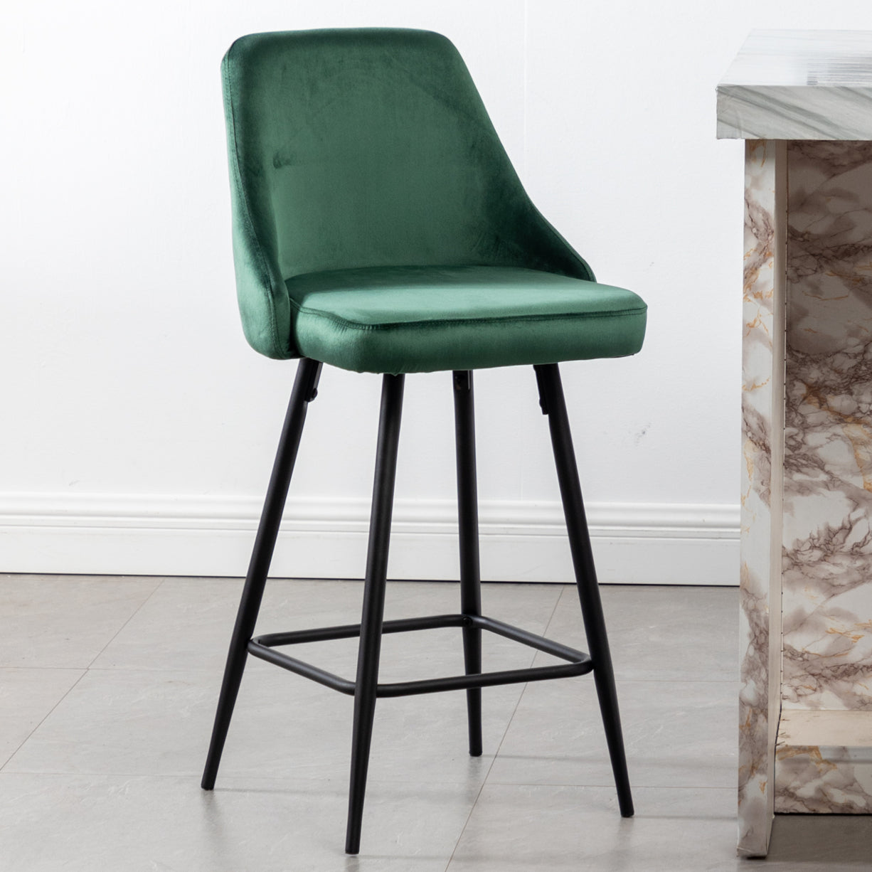 BTExpert Faiza Velvet Geen Upholstered Modern Barstool Stool Bar Chair -One