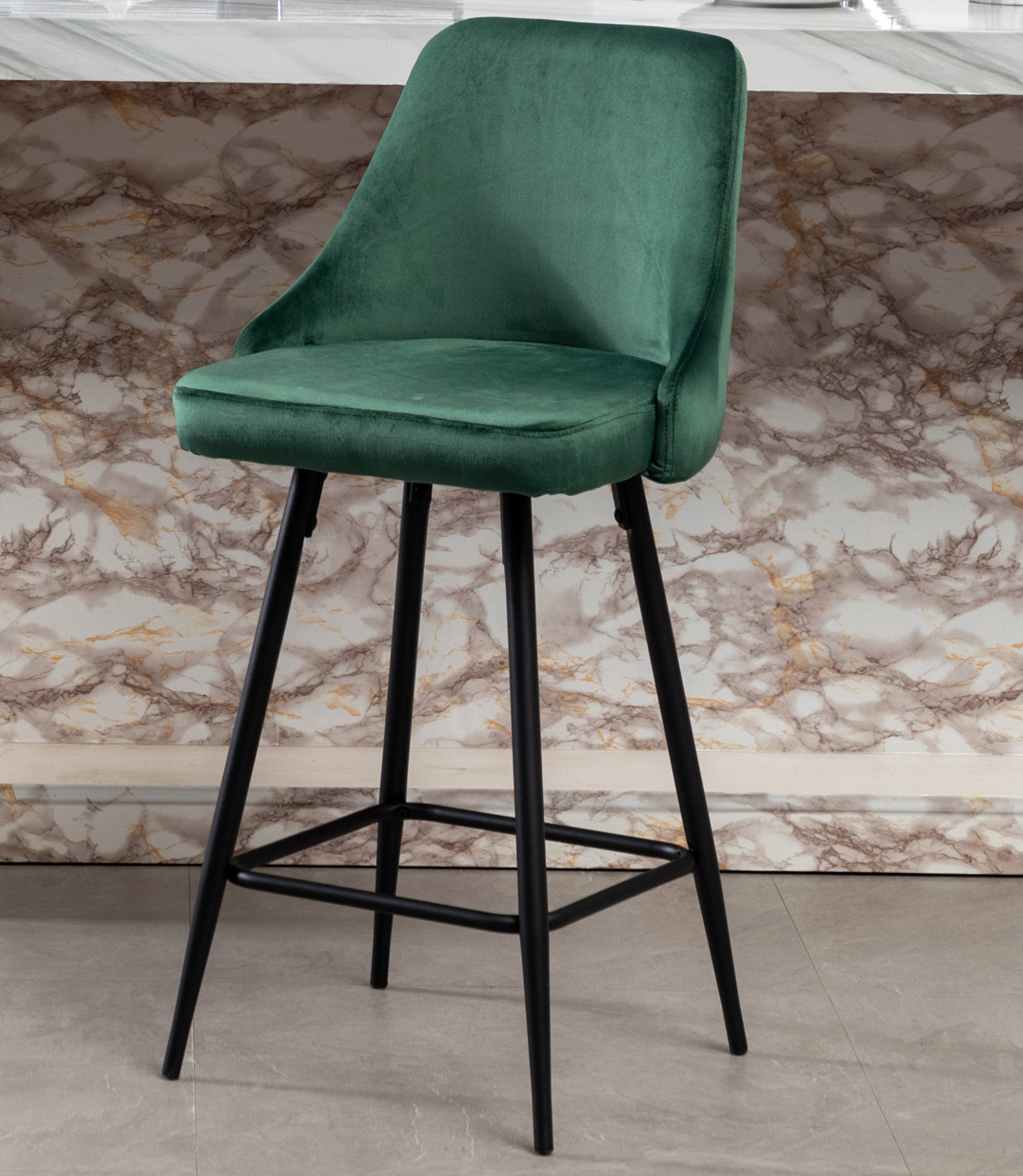 BTExpert Faiza Velvet Geen Upholstered Modern Barstool Stool Bar Chair -One