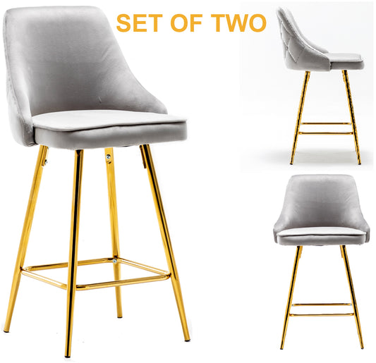 Shagufta Tufted Upholstered Modern Premium Stool Bar Chairs - Set of 2