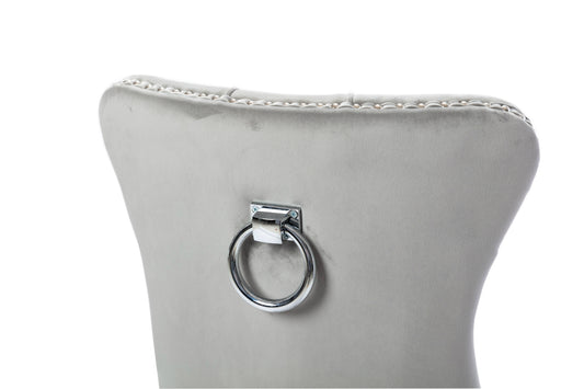 BTExpert High Back Velvet Tufted Nailhead Upholstered Dining Chairs Solid Wood, Ring - Set of 2