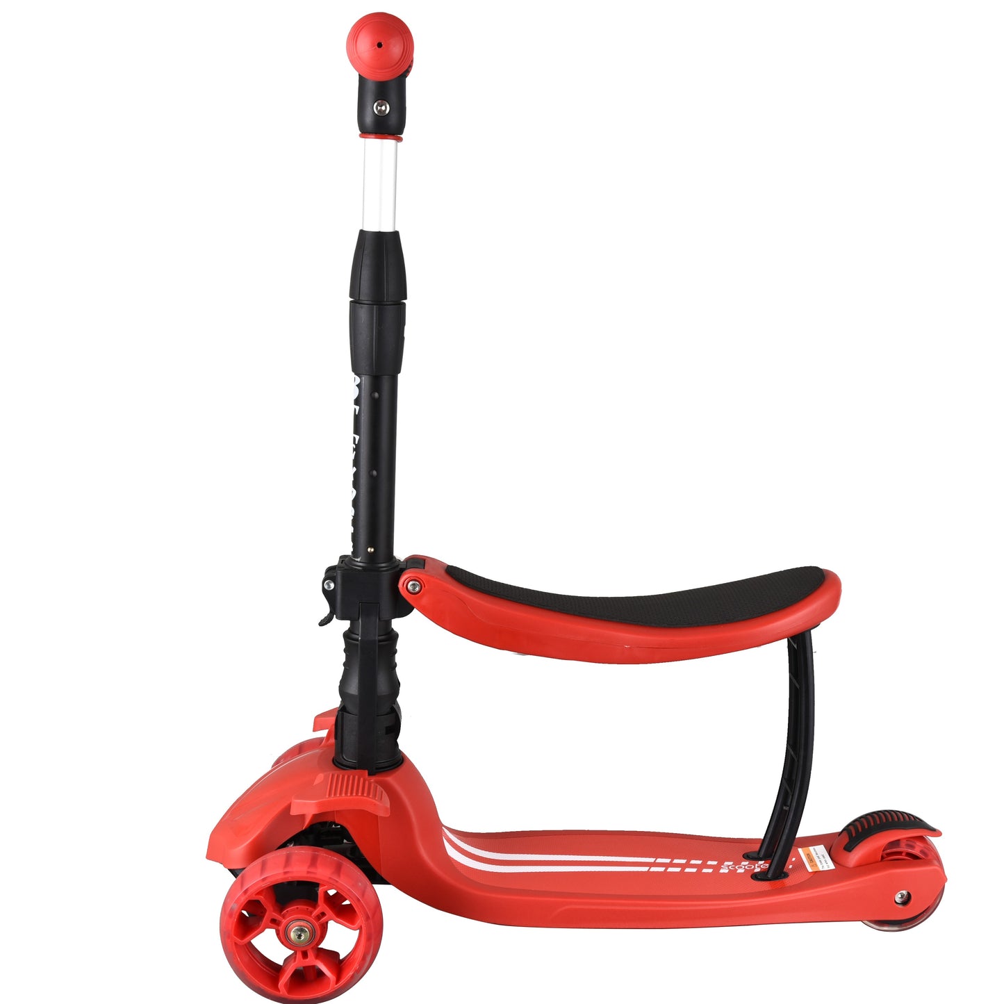BTExpert Kids 3-Wheel Foldable Kick Scooter with LED Lights, Removable Seat, 4-Height Adjustable T-Bar for Ages 3–5