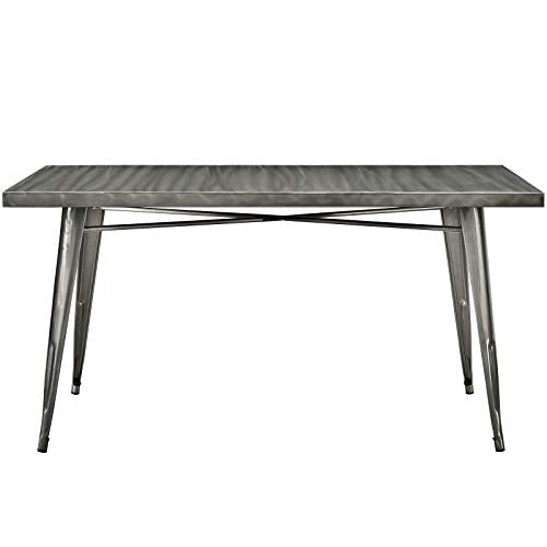 BTExpert Commercial Grade Indoor-Outdoor Industrial Rectangular Metallic Dining Table, Antique