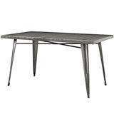 BTExpert Commercial Grade Indoor-Outdoor Industrial Rectangular Metallic Dining Table, Antique