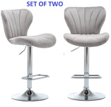 BTExpert Modern Nedaa Velvet Adjustable 36–44" High Back Bar Stools Grey Upholstered - Set of 2