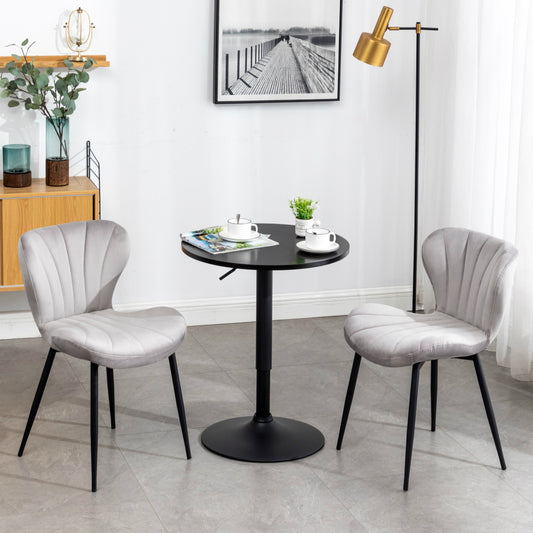 BTEXPERT Upholstered Modern Premium Grey Velvet Accent Dining Chair - Set of 2