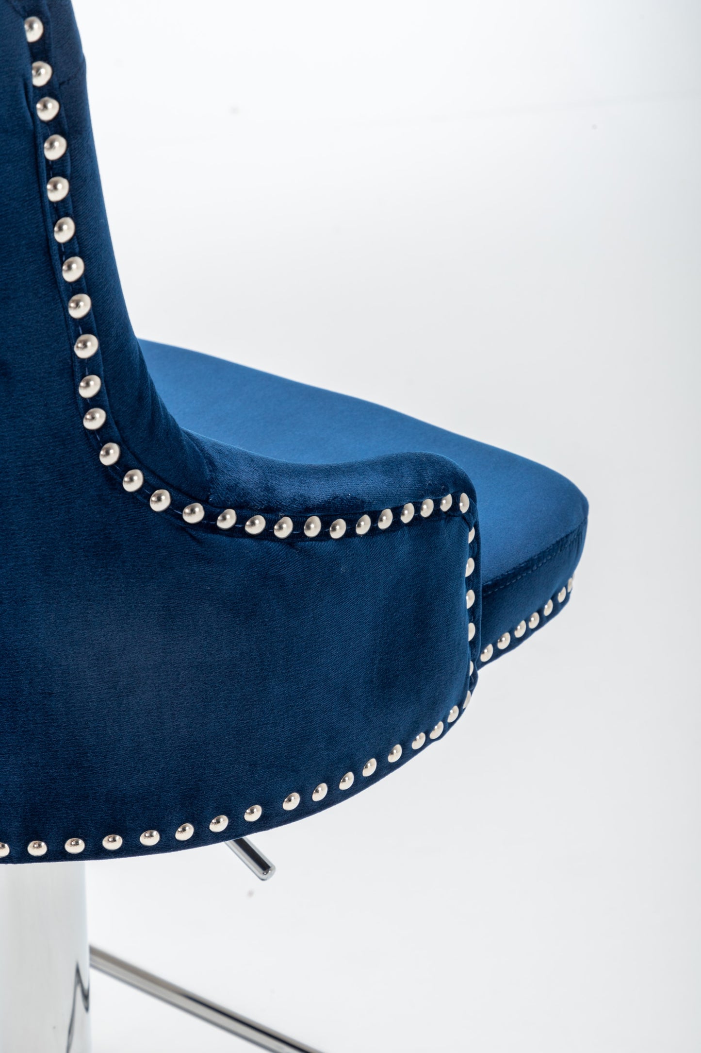 BTEXPERT Upholstered Dining Adjustable Seat, High Back Stool Bar Chairs Blue Tufted - Set of 2