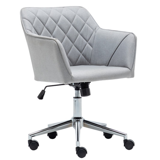 Gray Bucket Office 360 Swivel Diamond Tufted Plush Make-Up Vanity Office Task Executive Chair