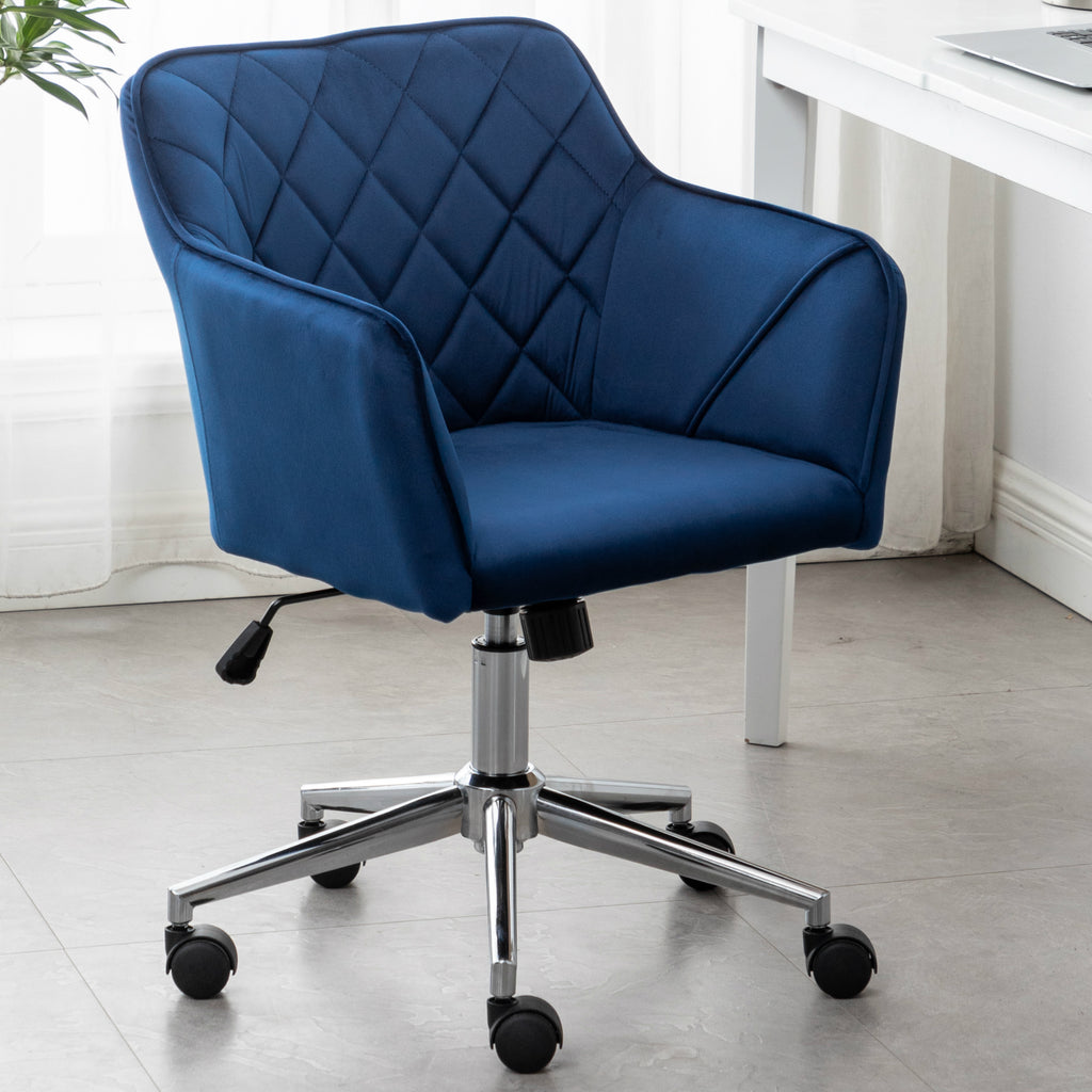 Executive Chair Blue Bucket Office 360 Swivel Diamond Tufted Plush Mak