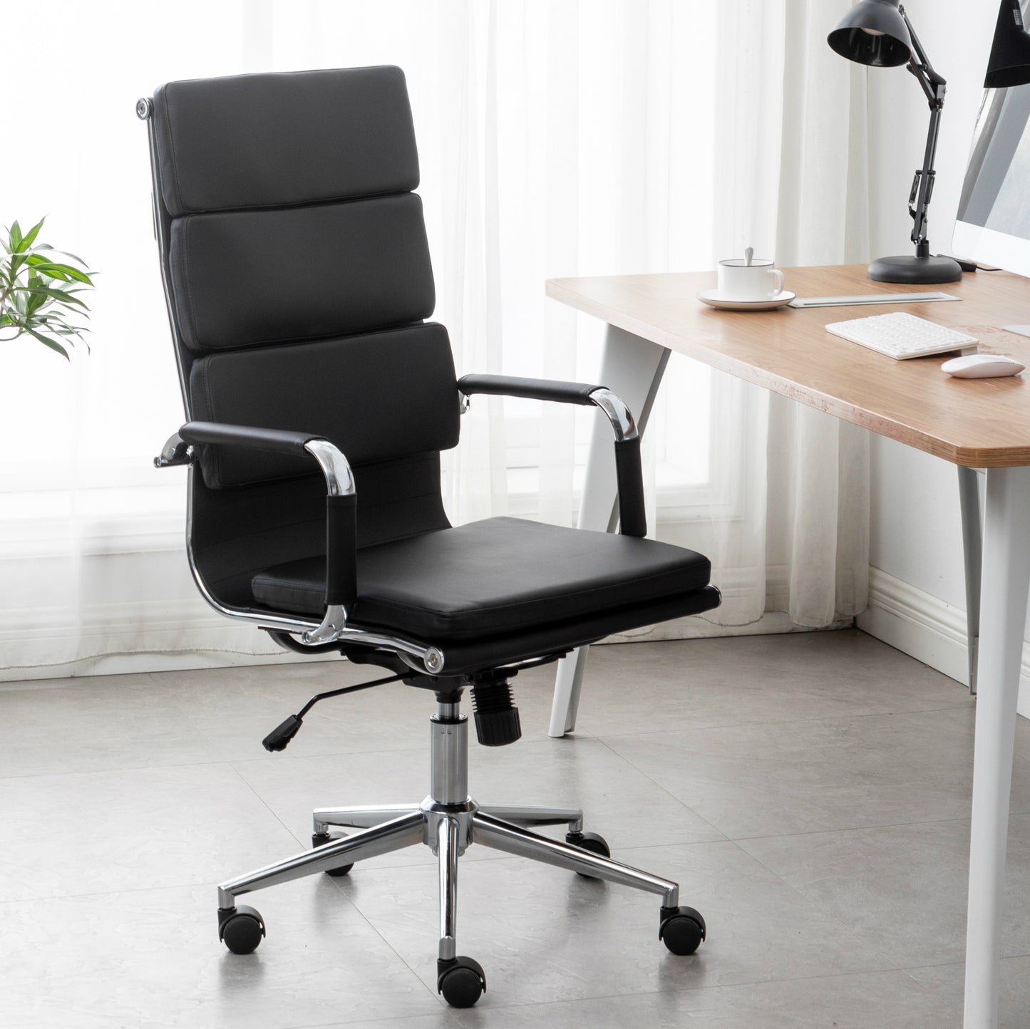 BTExpert Executive PU Leather Swivel Desk Chair, Rolling 360° Task Chair for Home & Office Use